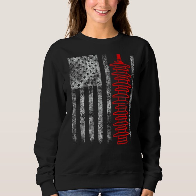 Silhouette Lightning Arrester American Flag Linema T Shirt (Framsida)