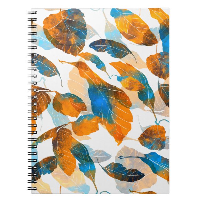 Silhouette löv: vattenfärg, digital, sömlös pa anteckningsbok (Framsidan)