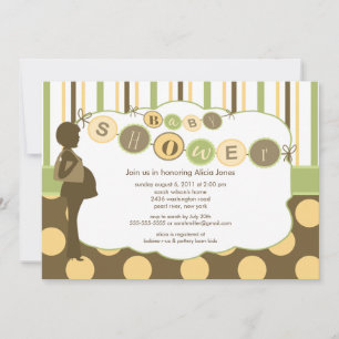 Silhouette Mamma Baby Shower Boy eller Girl Brown Inbjudningar
