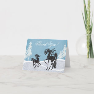 Silhouette Mare och Foal Winter Horse Tack Kort