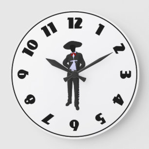 Silhouette Mariachi Clock Stor Klocka