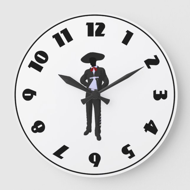 Silhouette Mariachi Clock Stor Klocka (Framsida)