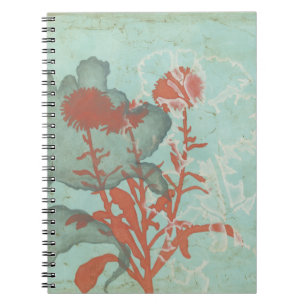 Silhouette med Röda blommor i bakgrunden Anteckningsbok Med Spiral