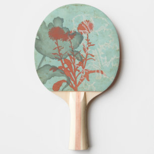 Silhouette med Röda blommor i bakgrunden Pingisracket