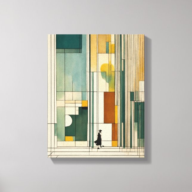 Silhouette Modern Colorful Wrapped Art Canvas Prin (Framsida)