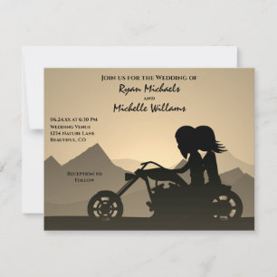 Silhouette Motorcykel par Mountain Bröllop Inbjudningar
