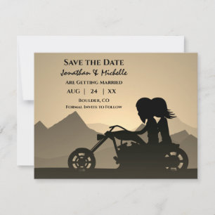 Silhouette Motorcykel par Mountain Bröllop Spara Datumet
