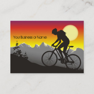 Silhouette Mountain Bike Biking Sunrise Sunset Visitkort