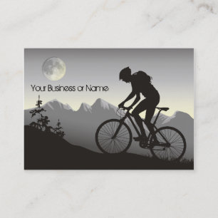 Silhouette Mountain Bike Mountains och Full Moon Visitkort