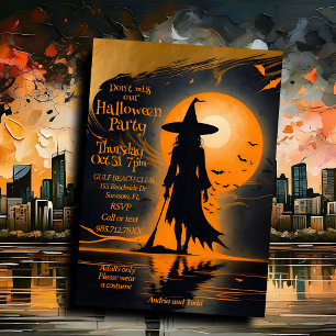 Silhouette mystical häxhalloween inbjudningar