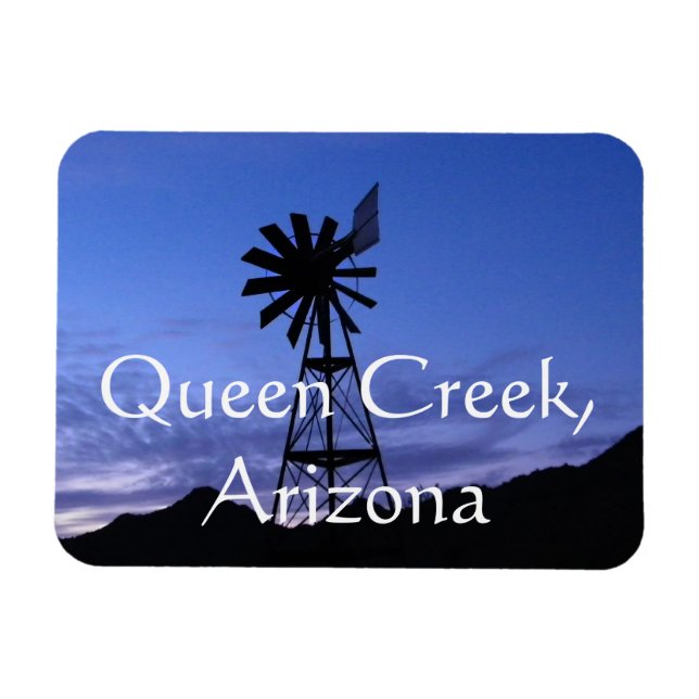 Silhouette of a kvarn, Queen Bäck Arizona Magnet (Horisontell)