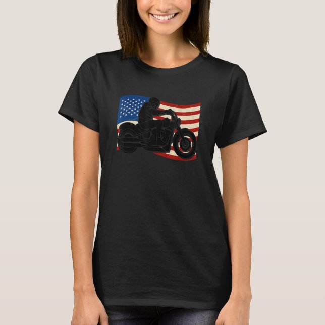 Silhouette of a person riding a motorcycle with am t shirt (Framsida)