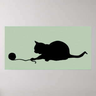 Silhouette of Cat Play Poster