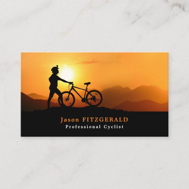 Silhouette of Cyclist, Cycling, Bicyclist Visitkort (Framsida)