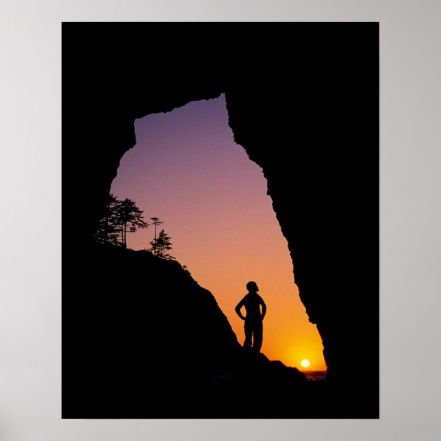 Silhouette of hiker, Point of the Arches Poster (Framsidan)