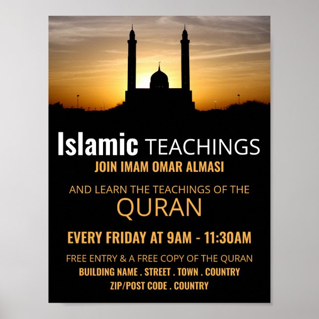 Silhouette of Mosque, Islamic Teaching Advertising Poster (Framsidan)