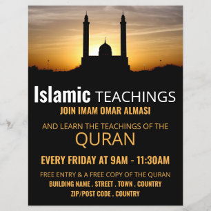 Silhouette of Mosque, Islamic Teaching Advertising Reklamblad