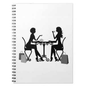 *SILHOUETTE OF WOMEN AT LUNCH* SPIRAL NOTEBOOK ANTECKNINGSBOK