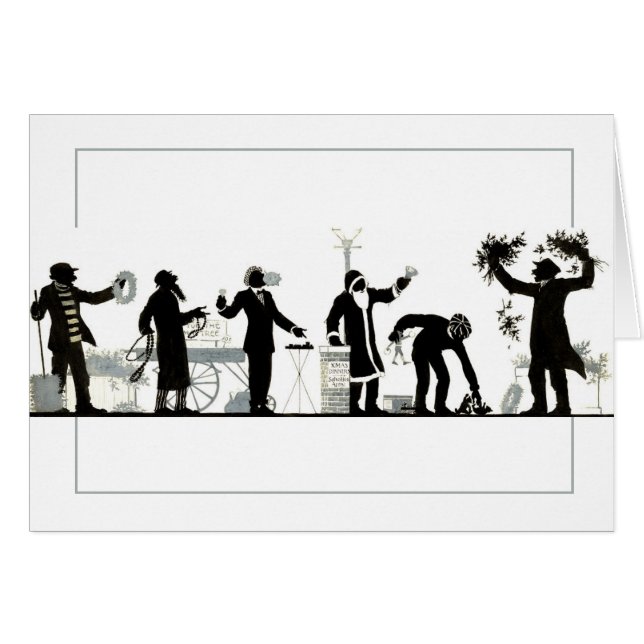 Silhouette på en marknad på julgatan OBS kort (Framsidan Horizontal)