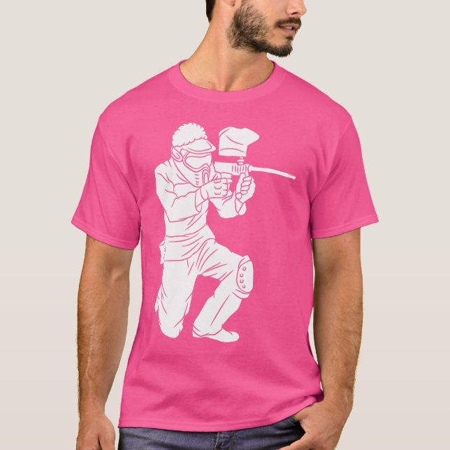 Silhouette Paintball Player Shooter Target Shootin T Shirt (Framsida)
