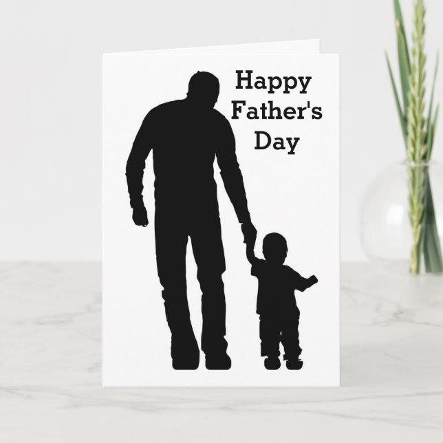 Silhouette Pappa Walking Child Greeting Card Kort (Framsida)