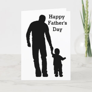 Silhouette Pappa Walking Child Greeting Card Kort