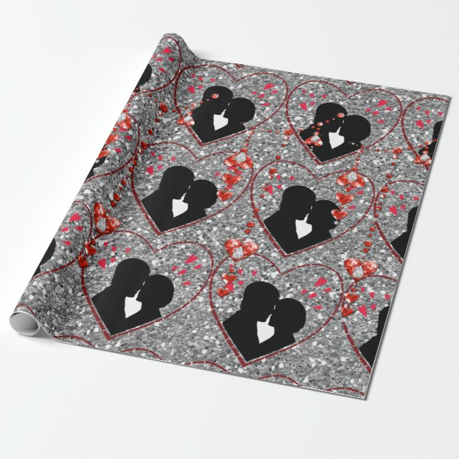 Silhouette par Red Heart Droplets Silver Presentpapper (Utrullad)