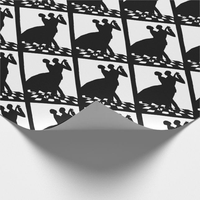 Silhouette-par som dansar i mörken presentpapper (Hörn)