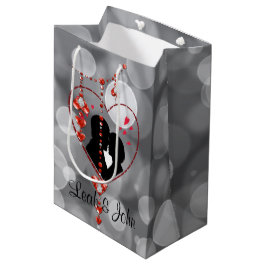 Silhouette-paret i Heart Red Heart judels Bokeh