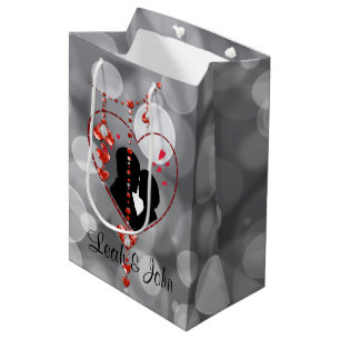 Silhouette-paret i Heart Red Heart judels Bokeh