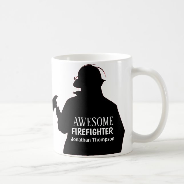 Silhouette Personlig Firefighter Coffee Mugg (Höger)