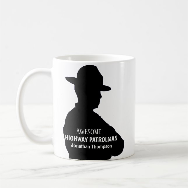 Silhouette Personlig Highway Patrolman Kaffemugg (Vänster)