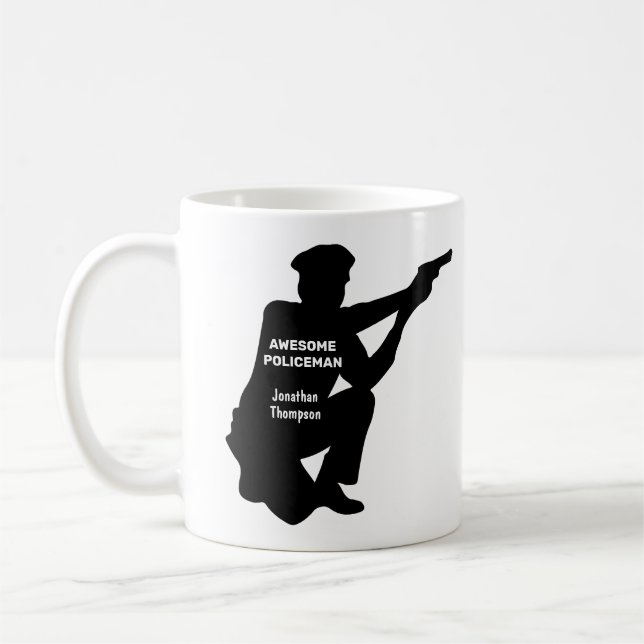 Silhouette Personlig Patrolman Coffee Mugg (Vänster)