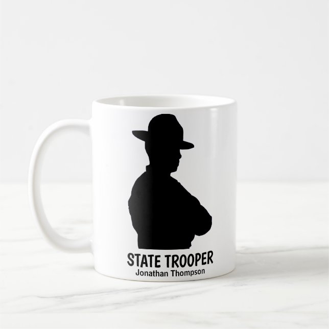 Silhouette Personlig State Trooper Coffee Mugg (Vänster)