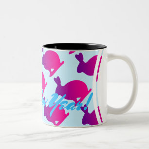 Silhouette Rabbit Chinese Year Zodiac Birthday M Två-Tonad Mugg