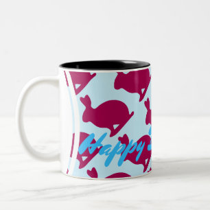 Silhouette Rabbit Chinese Year Zodiac Birthday M Två-Tonad Mugg
