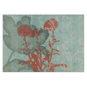 Silhouette Red Flowers på Teal Background