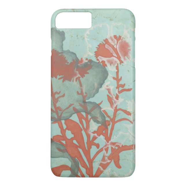 Silhouette Red Flowers på Teal Background Case-Mate iPhone Skal (Baksida)