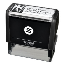 Silhouette Riding Huva Träd Skogen Bird Varg Självfärgande Stämpel