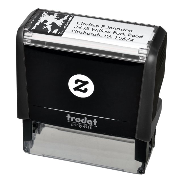 Silhouette Riding Huva Träd Skogen Bird Varg Självfärgande Stämpel (Produkt)