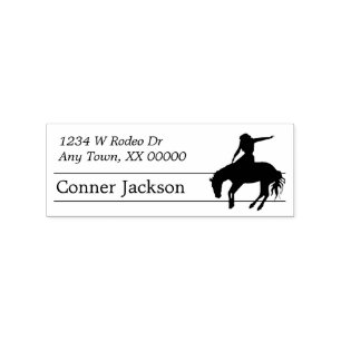Silhouette Rodeo Bucking Horse Returadress Stämpel