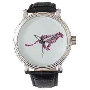 Silhouette Rosa och svart Leopard Armbandsur