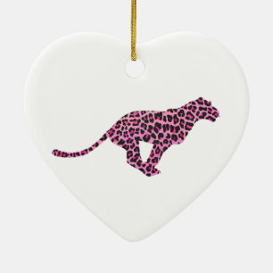 Silhouette Rosa och svart Leopard Julgransprydnad Keramik