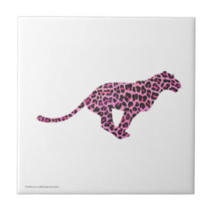 Silhouette Rosa och svart Leopard Kakelplatta