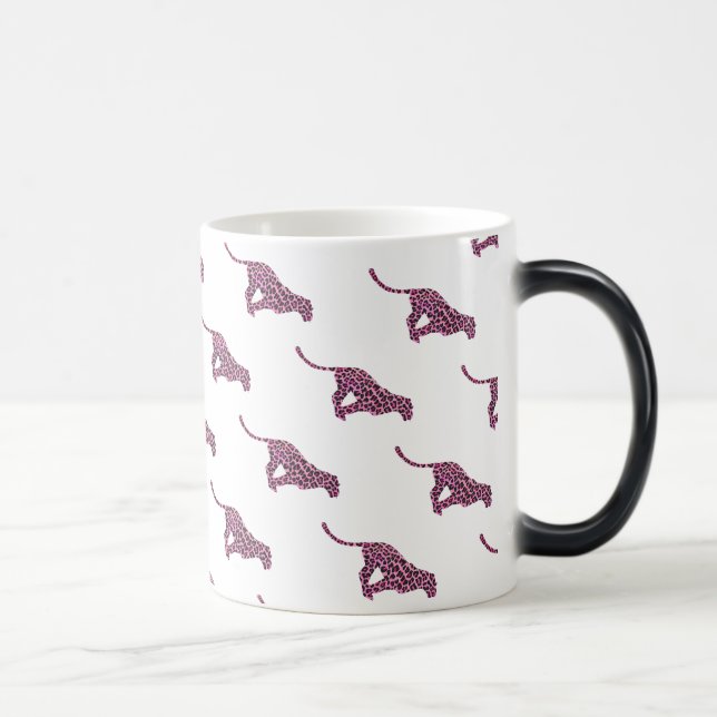 Silhouette Rosa och svart Leopard Magisk Mugg (Höger)