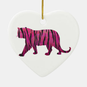 Silhouette Shock rosa och Black Tiger Julgransprydnad Keramik