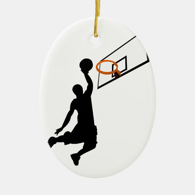 Silhouette Slam dunk Basketball Player Julgransprydnad Keramik (Framsidan)