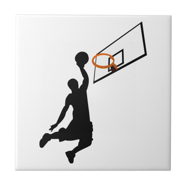 Silhouette Slam dunk Basketball Player Kakelplatta (Framsidan)