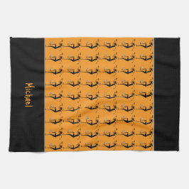 Silhouette Soccer, African Art Orange Kökshandduk