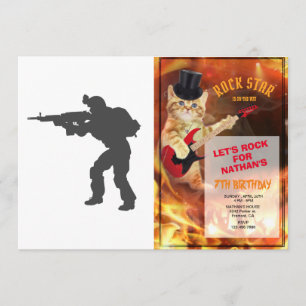 Silhouette, soldat - Välj bakgrund färg Inbjudningar
